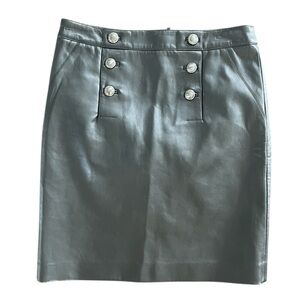 CARMEN MARC VALVO Classic Black Vegan Leather Lined Skirt Buttons Size‎ 4